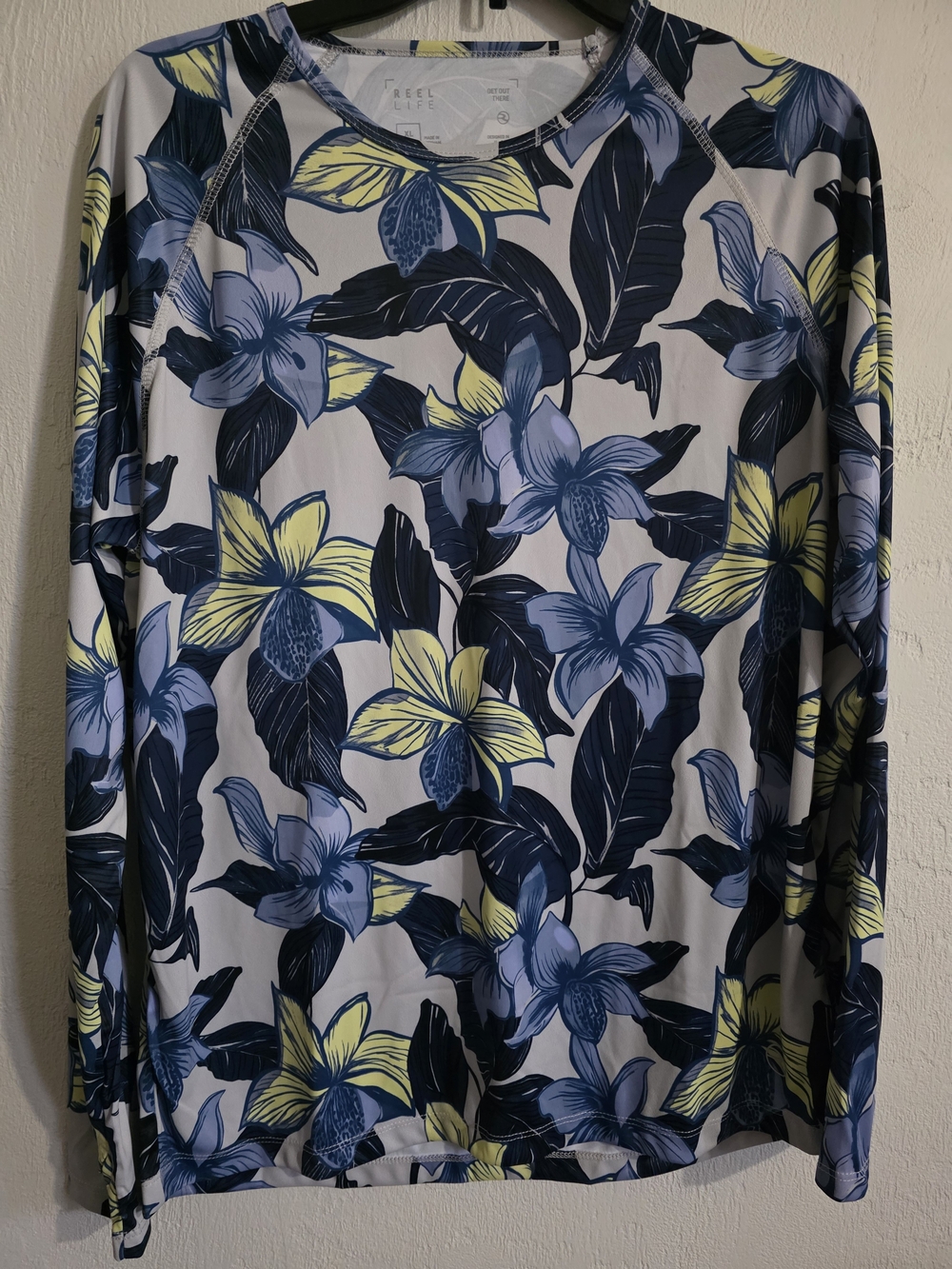 Reel Life Women’s Floral Long-Sleeve Swim Coverup - Blue & Yellow